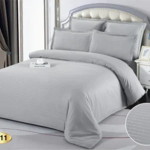 Lenjerie Pat 1 Persoana din Damasc Deluxe, 4 Piese, Gri Deschis-D10412