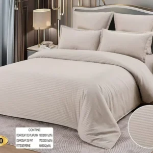Lenjerie Pat 1 Persoana din Damasc Deluxe, 4 Piese, Cabalin-D10415