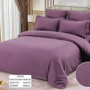 Lenjerie Pat 1 Persoana din Damasc Deluxe, 4 Piese, Mov-D10418