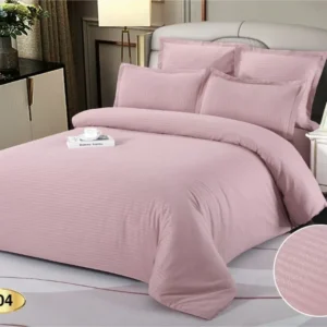 Lenjerie Pat 1 Persoana din Damasc Deluxe, 4 Piese, Roz-D10419