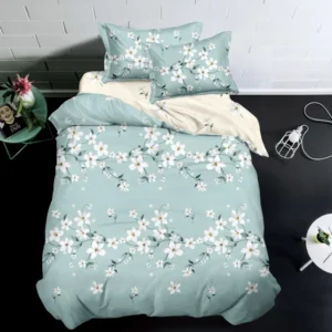 Lenjerie pat single 1 Persoana, 4 PIESE, Bumbac Finet, Floricele, Multicolor, Y60-134