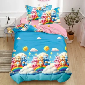 Lenjerie pat single 1 Persoana, 4 PIESE, Bumbac Finet, Ursuleti, Multicolor, Y60-123