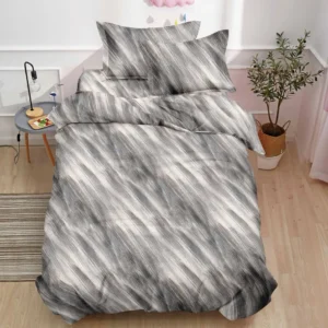 Lenjerie pat single 1 Persoana, 4 PIESE, Bumbac Finet, Elegant, Maro/Crem, Y60-132