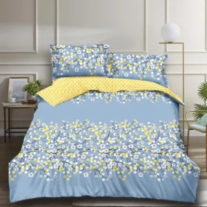 Lenjerie pat single 1 Persoana, 4 PIESE, Bumbac Finet, Floricele, Multicolor, Y60-114