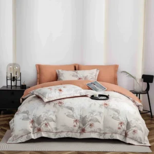 Lenjerie Premium Luxury din Finet, 6 Piese, cu Elastic, Flori/Frunze-C10774