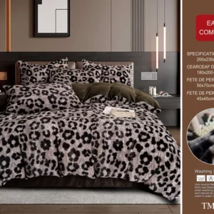 Lenjerie Pufoasa, din Blanita artificiala Tip Iepure+Cocolino Catifelat, 6 piese, cu Elastic, Leopard-D8943