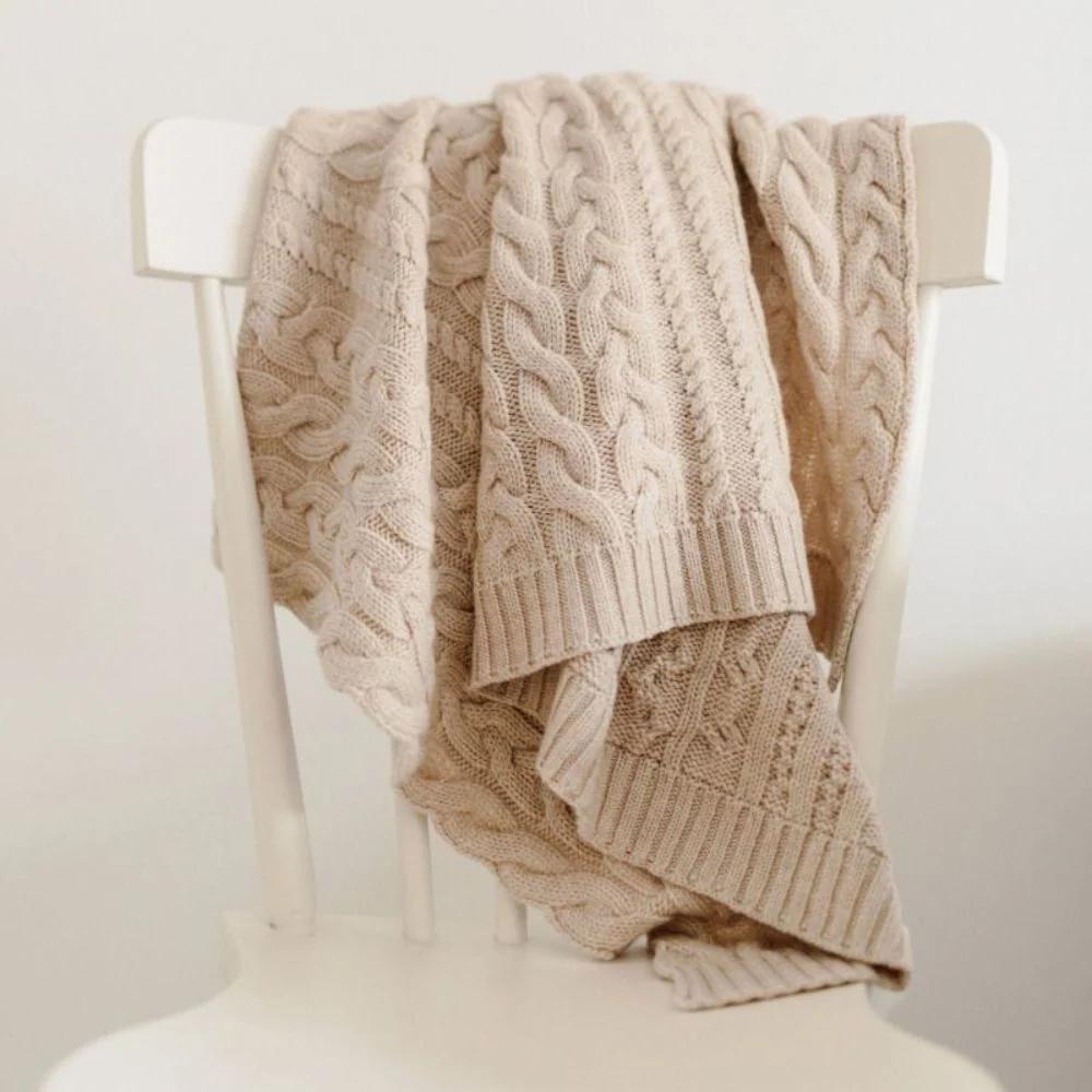 Memi Pătură din lână Merino Warm Beige