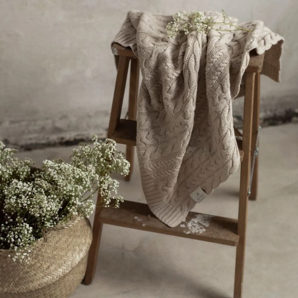 Memi Pătură din lână Merino Warm Beige