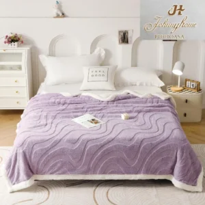 Patura Cocolino cu Blanita, 3D, 200x230 cm, Dungi, Lila, Pd05