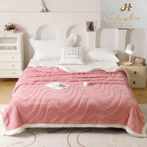 Patura Cocolino cu Blanita, 3D, 200x230 cm, Dungi, Roz, Pd06