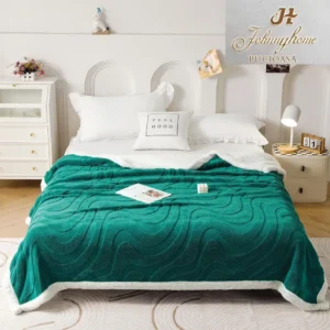 Patura Cocolino cu Blanita, 3D, 200x230 cm, Dungi, Verde Smarald, Pd07