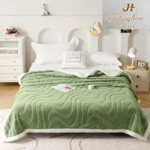 Patura Cocolino cu Blanita, 3D, 200x230 cm, Dungi, Verde, Pd04
