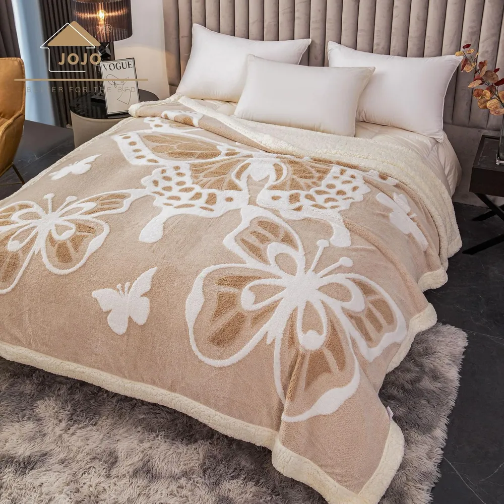 Patura Cocolino cu Blanita, 3D, 200x230 cm, Fluture, Crem, P3d-02