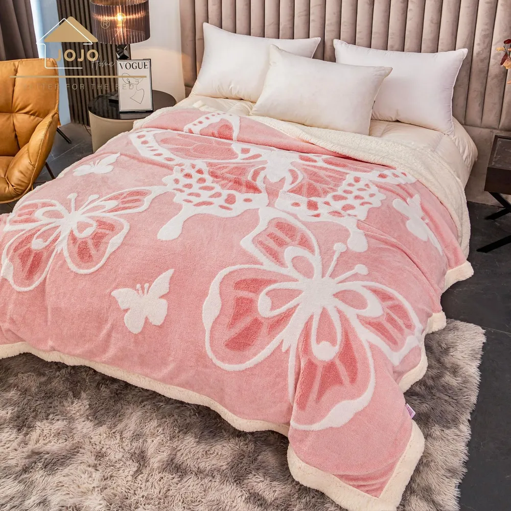 Patura Cocolino cu Blanita, 3D, 200x230 cm, Fluture, Roz, P3d-01