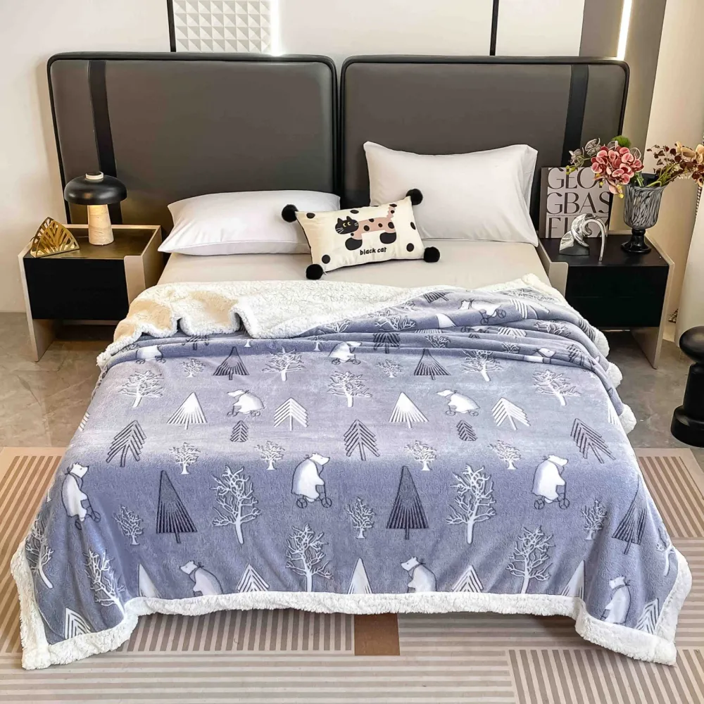 Patura Cocolino cu Blanita, 200x230cm, Copacei/Ursuleti-C7490