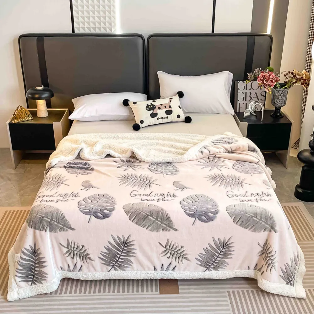 Patura Cocolino cu Blanita, 200x230cm, Crem/Ferigi-C7493