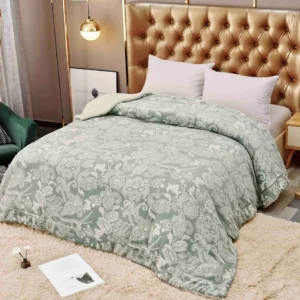 Patura Cocolino cu Blanita, 200x230cm, Verde/Model Floral-C9251