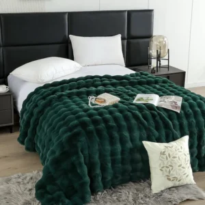 Patura Cocolino Pufoasa, cu Fermoar, din Blanita Artificiala, 200x230cm, Verde