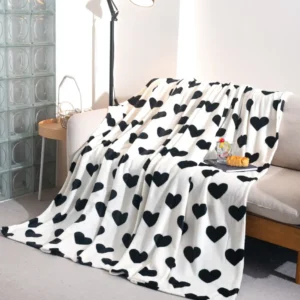Patura Cocolino Subtire, 200x230cm, Alb/Inimi-A9455