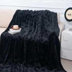 Patura Cocolino Subtire, 200x230cm, Negru/Inimi-A8241