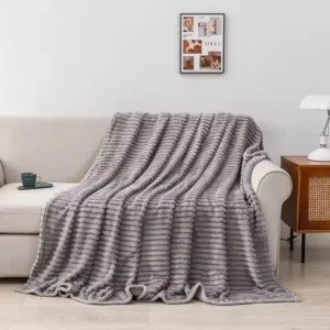 Patura Pufoasa Cocolino Premium, 200x230cm, Model Dungat, Gri Deschis-A7749