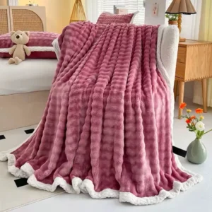 Patura Pufoasa Cocolino Premium, 200x230cm, Roz Inchis-A7754