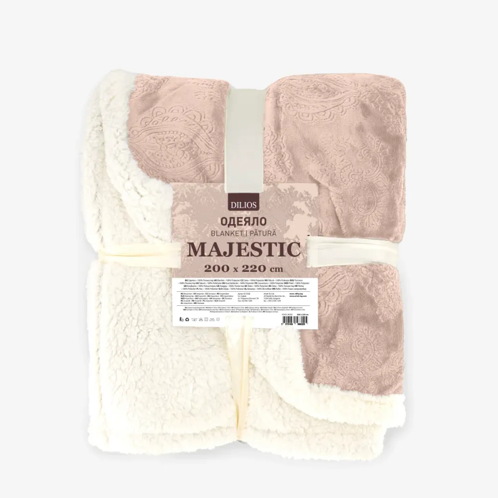 Patura pufoasa cu design luxos MAJESTIC ROZ 200/220 cm
