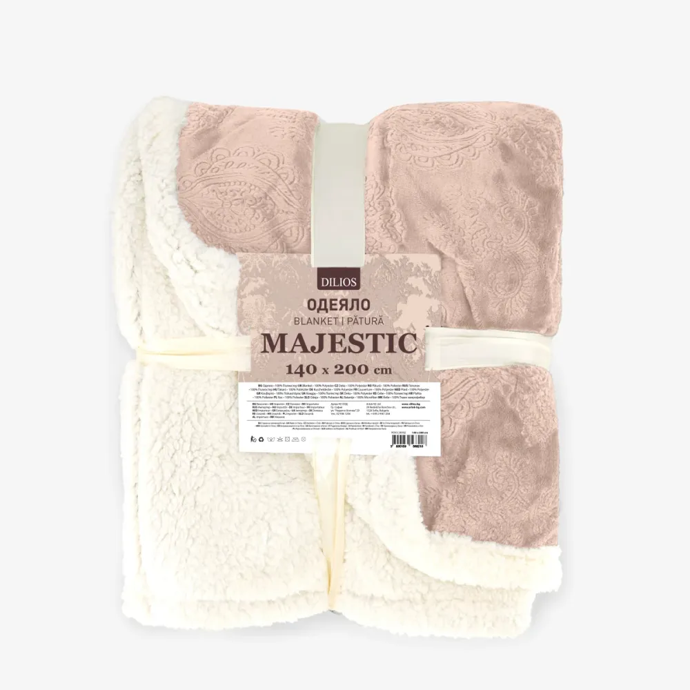 Patura pufoasa cu design luxos MAJESTIC ROZ 140/200 cm