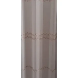 Perdea 52775/15, albă, cu model geometric liniar roz pudră cu bej