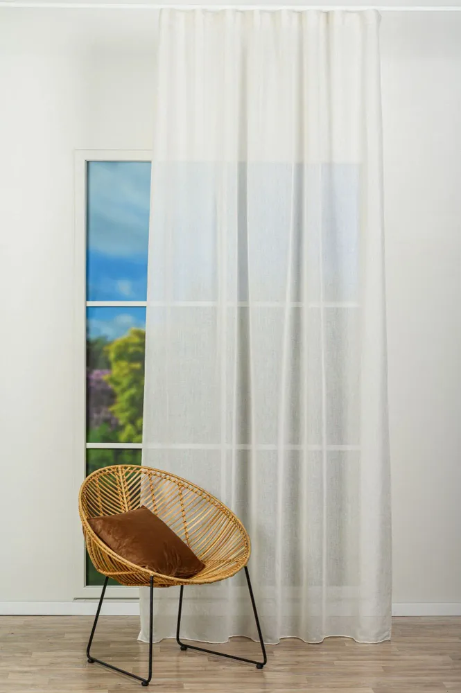 Perdea Figuera 01, bej, transparentă, cu aspect de