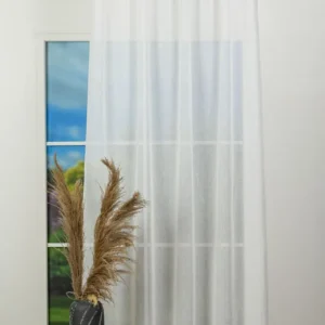 Perdea Figuera 02, crem, transparentă, cu aspect de