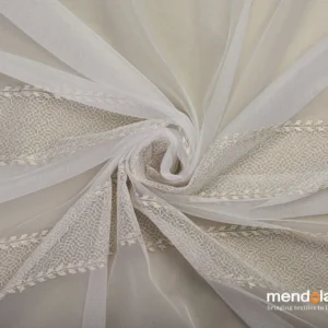 Perdea MARIE T01, albă, broderie cu inserții aurii