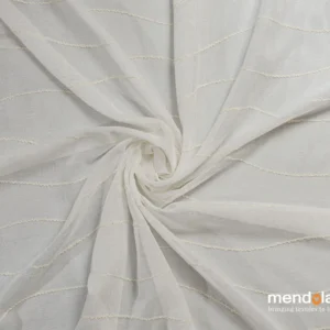 Perdea Patio 02, crem, cu broderie model liniar