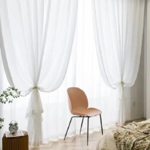 Perdea Silk 02, ivoire textura matasoasa, material nesifonabil țesută cu fir de plumb în partea inferioară