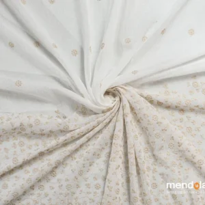 Perdea Splash 1908, bej, textură ca de , cu broderie model floral
