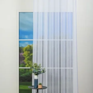 Perdea Venise 01, albă, transparentă, cu dungi verticale
