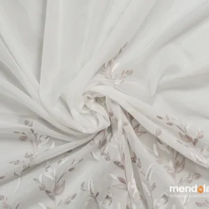 Perdea Venus P1015, gri, tull cu broderie model floral
