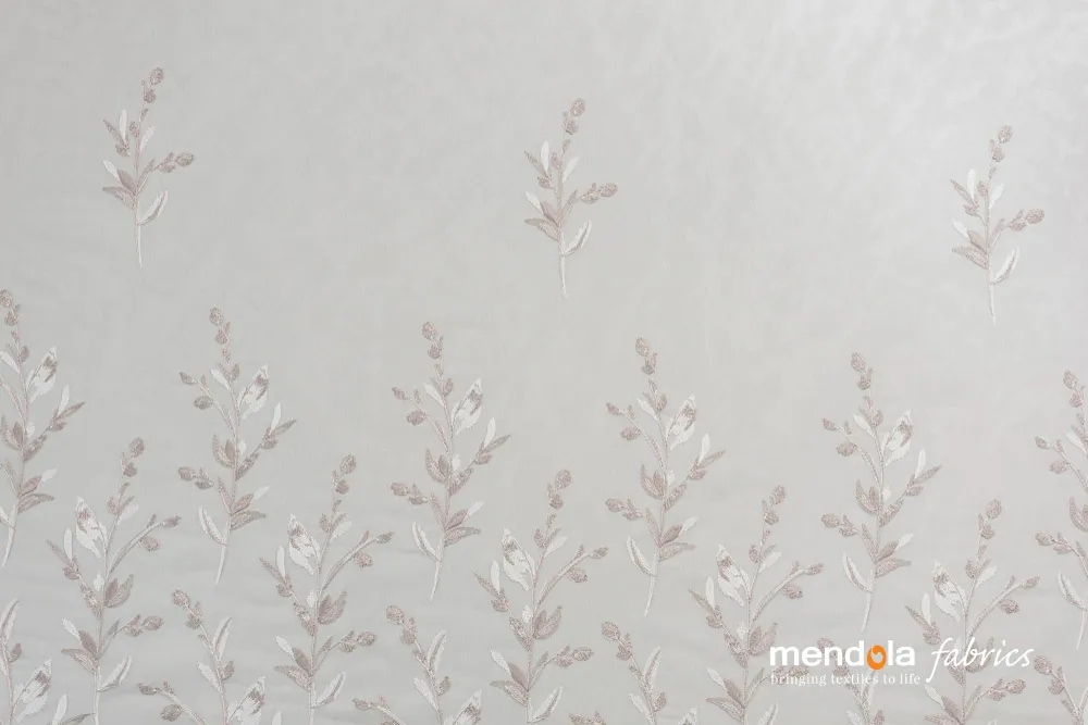 Perdea Venus P1015, gri, tull cu broderie model floral