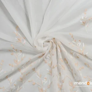 Perdea Venus P1099, crem, tull cu broderie model floral