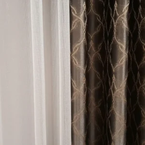 Perdea Zirch White, albă, mătase cu model texturat
