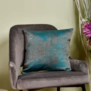 Față pernă 17967 – Husă pernă decorativă 40×40, tafta texturată, gri antracit cu patina turquoise