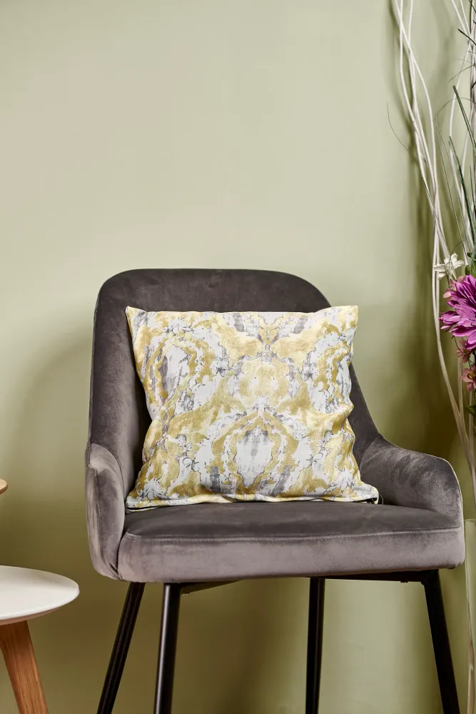 Față pernă Green – Husă pernă decorativă 40×40, tafta texturată, verde kaki, gri deschis, model imprimat