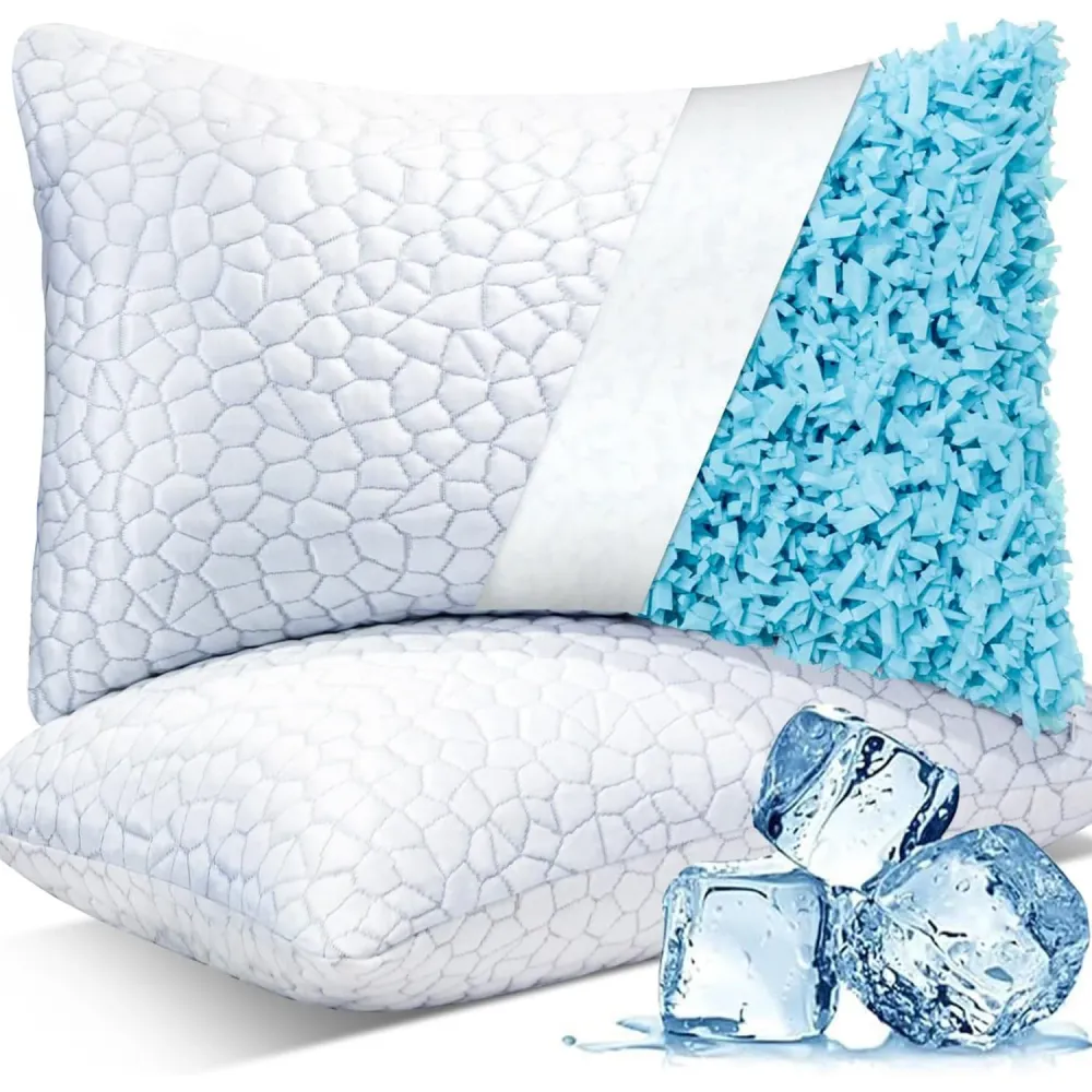 Perna Ajustabila Elindor® cu Gel Racire, Spuma cu Memorie Moale, 50x70 cm, Alb