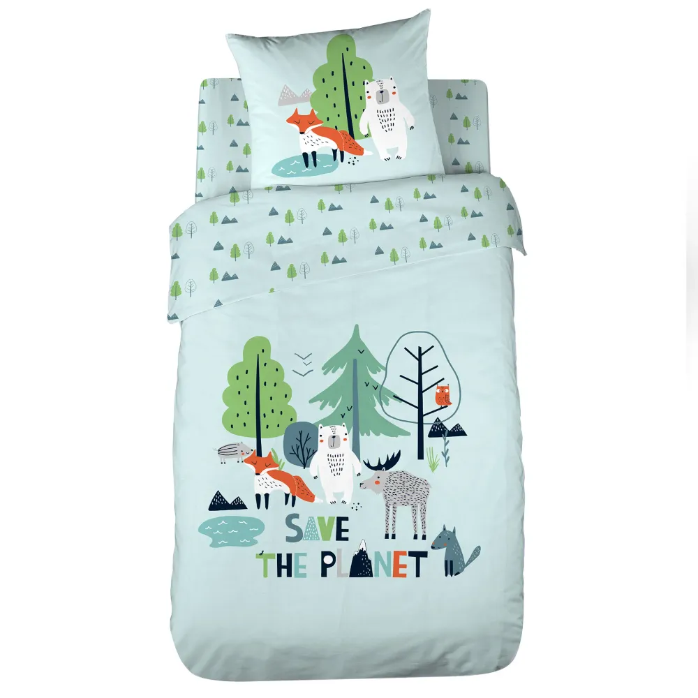 SAVE PLANET Set șternut 2 piese copii 140x200cm