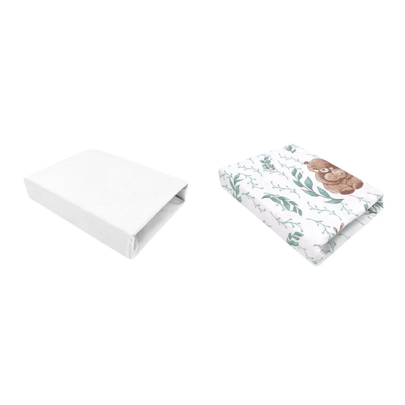 Set 2 cearceafuri cu elastic, MimiNu, Pentru patut leagan sau patut co-sleeper, 90x50 cm, Din bumbac, Material certificat...