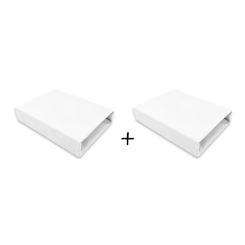 Set 2 cearceafuri cu elastic, Qmini, Pentru patut leagan sau patut co-sleeper, 90x50 cm, Din bumbac, Material certificat O...