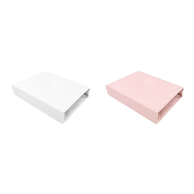 Set 2 cearceafuri cu elastic, Qmini, Pentru patut leagan sau patut co-sleeper, 90x50 cm, Din bumbac, Material certificat O...