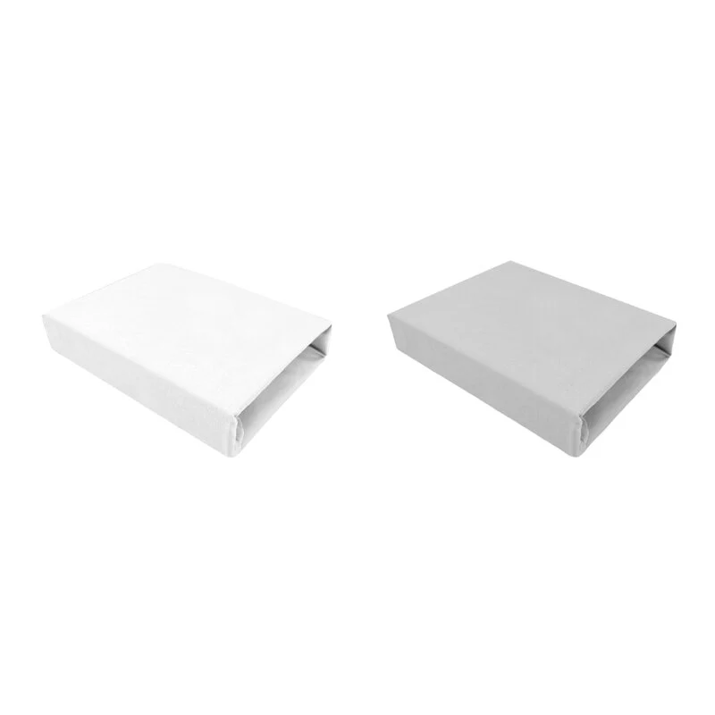 Set 2 cearceafuri cu elastic, Qmini, Pentru patut leagan sau patut co-sleeper, 90x50 cm, Din bumbac, Material certificat O...