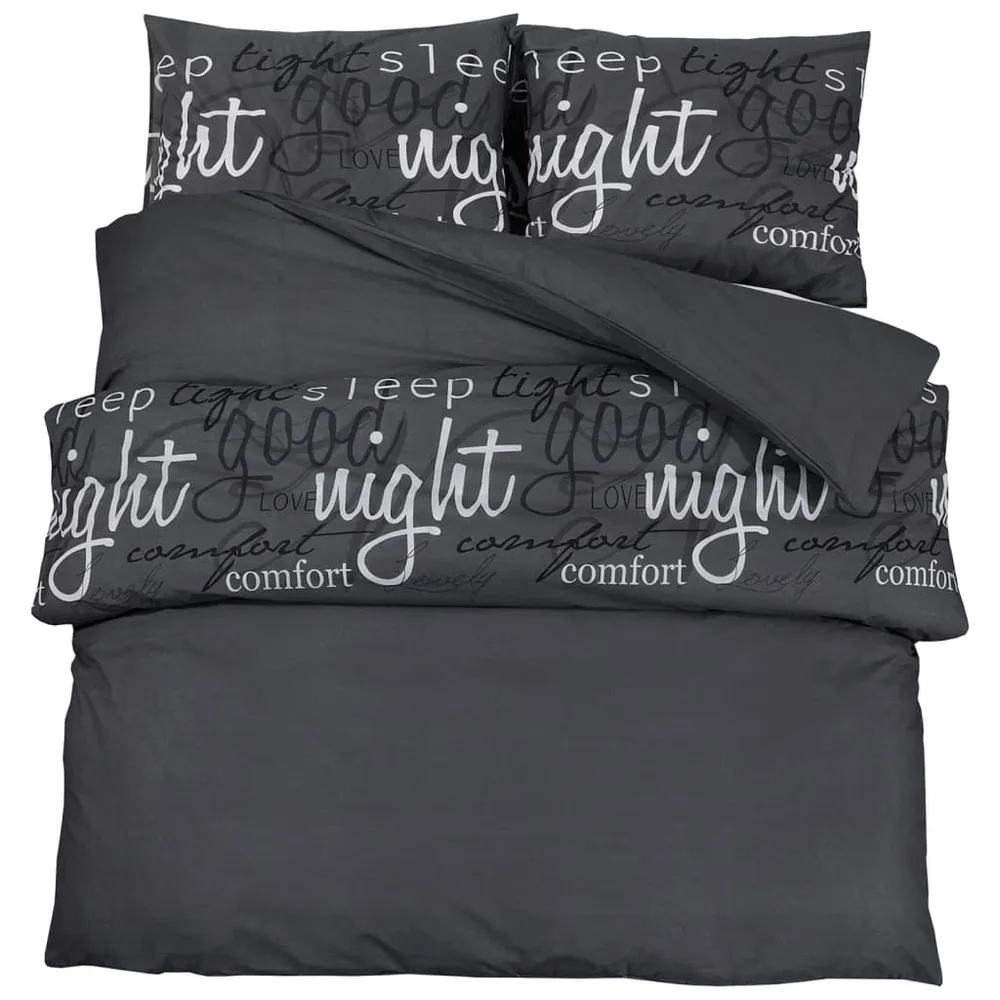Set cu husă de pilotă, negru, 225x220 cm, bumbac