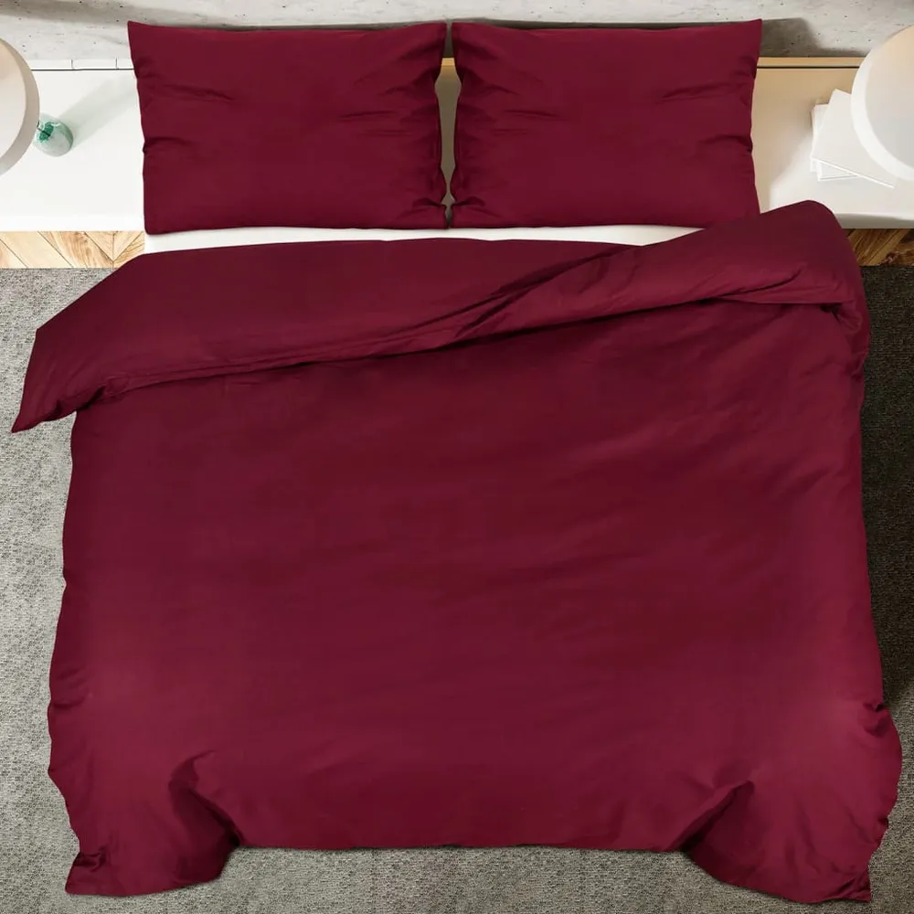 Set cu husă de pilotă, roșu bordo, 260x240 cm, microfibră
